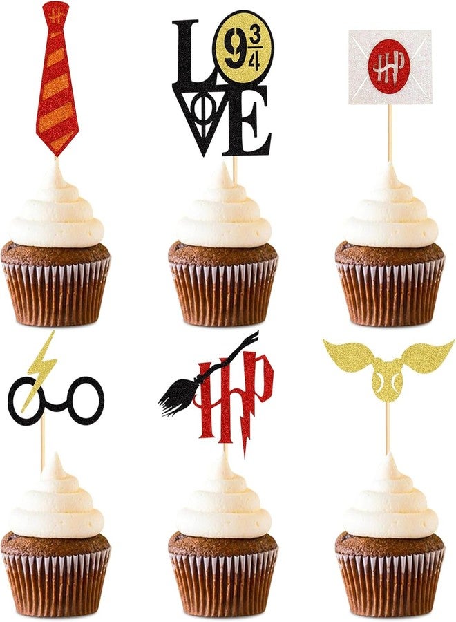Confetti! 24-Pack Wizard Themed Cupcake Toppers - Enchanting Glitter Cake Picks for Parties & Events | Valentines, Decorations Perfect for Birthdays, wedding & Baby Showers - Image 1